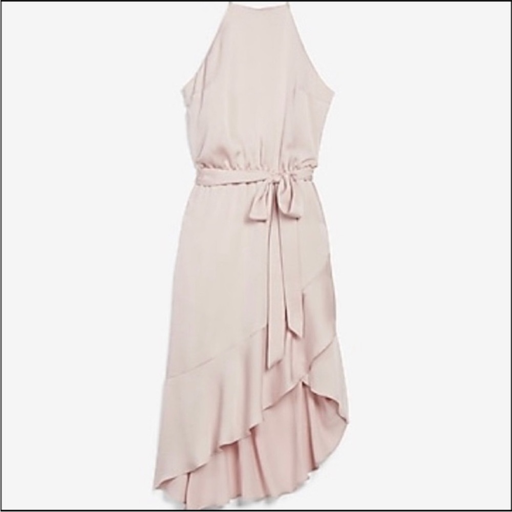 Express high neck light pink wrap dress size small never worn.